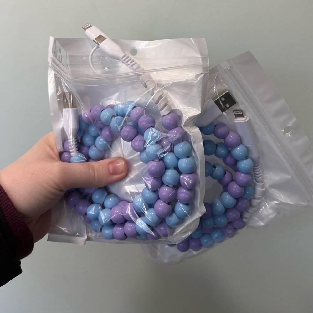 Purple and Blue Beaded USB Cables